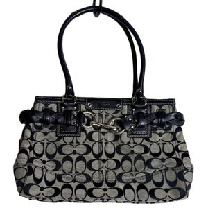 Coach Hampton Signature Jacquard Braided Leather Shoulder Bag Y2K F13065